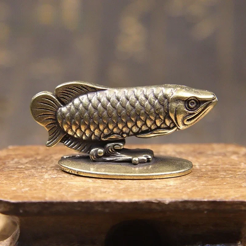 Reines Kupfer Arowana Weihrauch brenner Tisch Ornamente Büro Schreibtisch Dekorationen Zubehör Vintage Messing Tier Glücks fisch Figuren Image