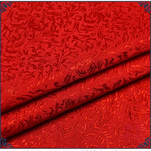 75x 100cm Metallic Jacquard Brokat Stoff rot weizen floral muster 3D jacquard garn gefärbt stoff