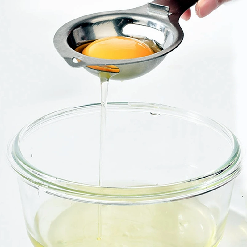 Edelstahl Langen Griff Ei Separator Eigelb Weiß Separator Filter Ei Teiler Backen Kochen Werkzeuge Küche Gadgets Image