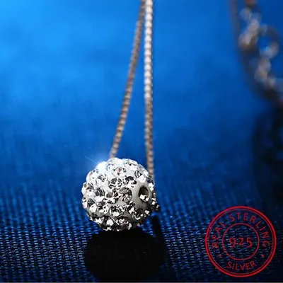 Shiny Voll Genuine Austrian Kristalle Ball Strass Anhänger Halskette 2019 Trendy 925 Sterling Silber