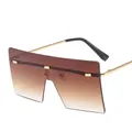 Übergroße randlose Sonnenbrille Mode Frauen Metall Farbverlauf Sonnenbrille Luxus Dame Sonnenbrille