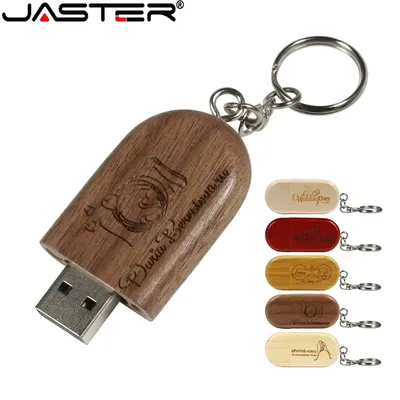 JASTER USB-Sticks aus Holz 2.0, 128 GB, kostenlos graviertes Logo, Schlüsselanhänger, Memory Stick, Image