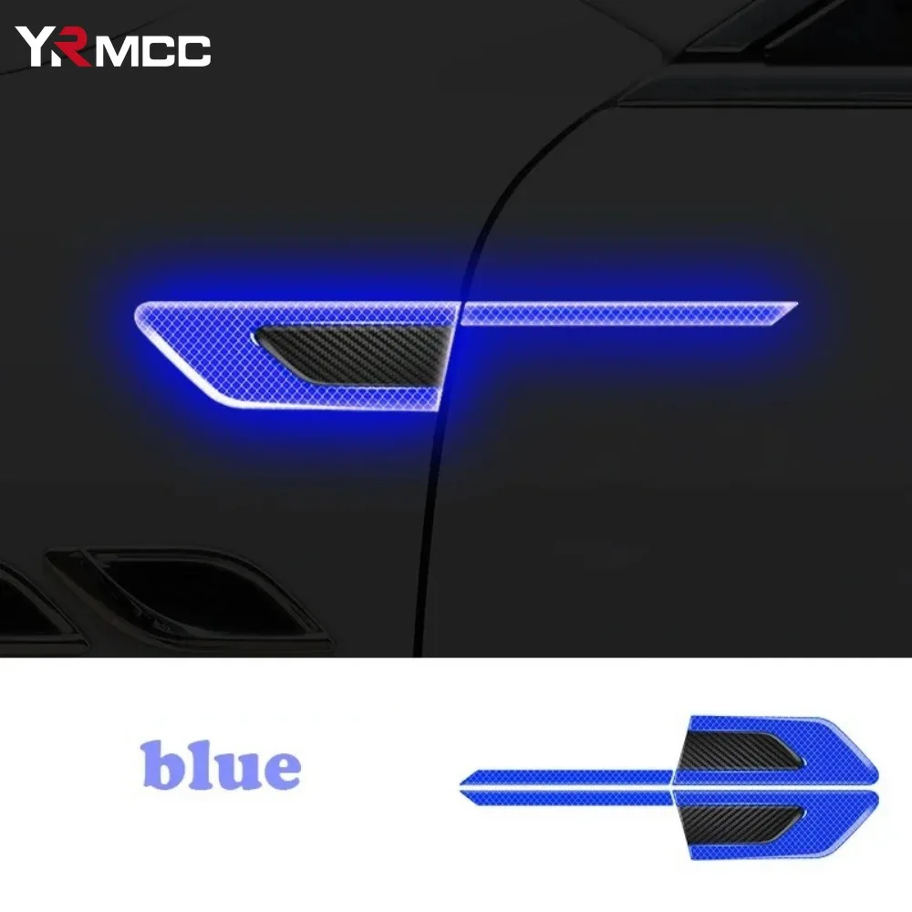 2PCS Auto Reflektierende Aufkleber Türgriff Seite Sicherheit Warnung Anti-scratch Tür Schutz Streifen Anti-kollision Reflektierende Aufkleber Image