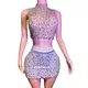Charmante bling bling Luxus Strass Kristalle 2 Stück Set Top Röcke für Frauen Nachtclub Party