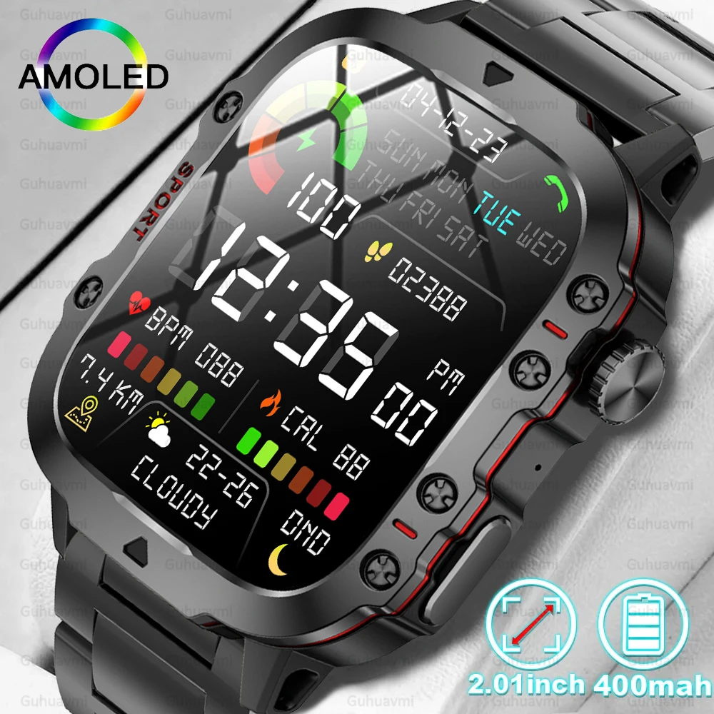 2024 Outdoor Militär 3ATM Wasserdichte Intelligente Uhr Männer 420 mAh Batterie Herzfrequenz Sport Fitness Uhren Bluetooth Anruf Smartwatch Image