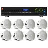 (8) JBL 3 2-Channel In-Ceiling Speakers+JBL Amplifier For Hotel/Office/Diner