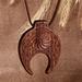 Classic Talisman,'Hand-Carved Cultural Walnut Wood Pendant Necklace'