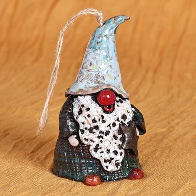 Starry Gnome,'Gnome Ceramic Bell Ornament Handcrafted & Painted in Armenia'