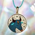 'Painted 18k Gold-Plated Taurus Enamel Pendant Necklace'