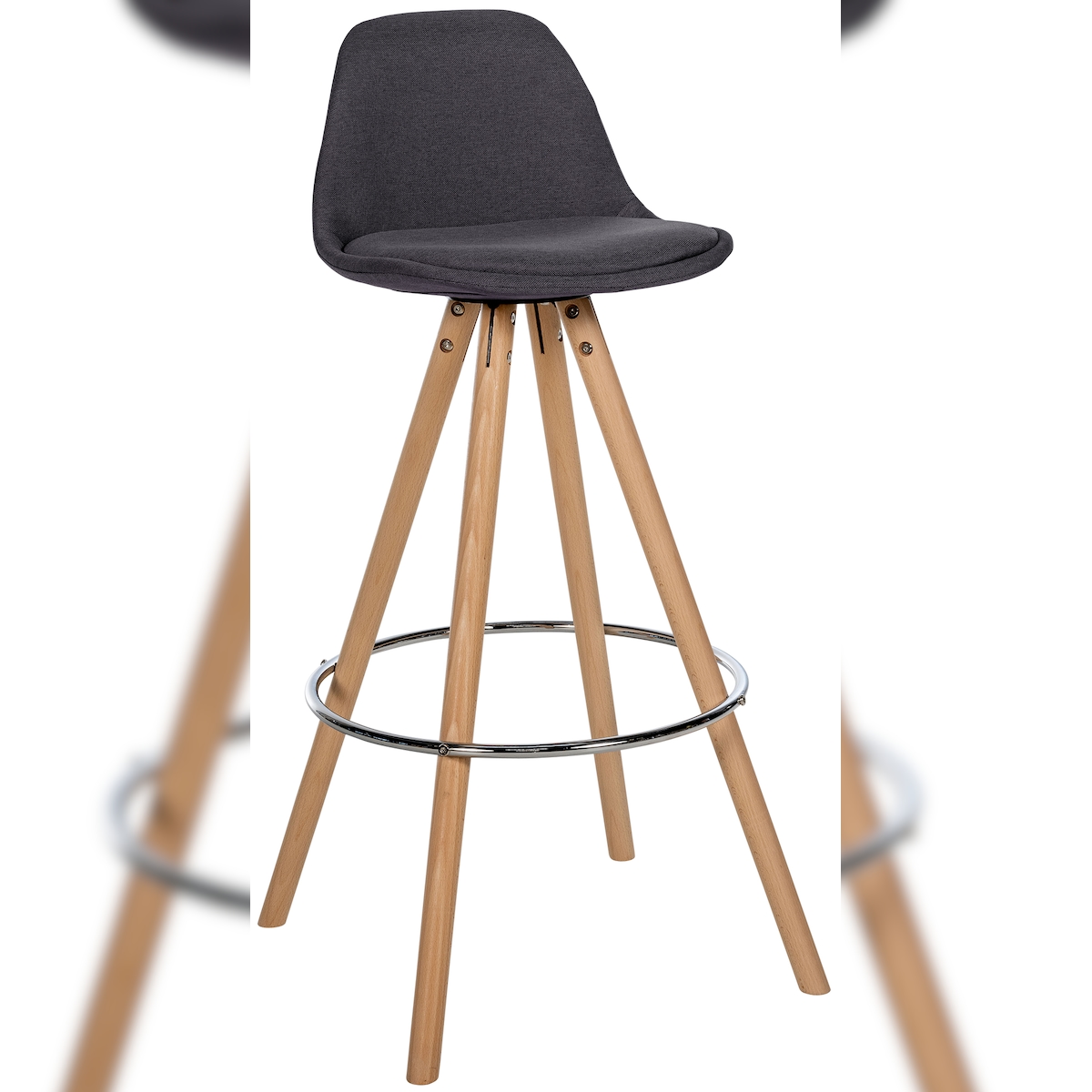 CLP Barhocker Corbin Stoff Rund dunkelgrau/natura Image