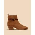 White Stuff Womens Suede Buckle Block Heel Ankle Boots - 3 - Tan, Tan