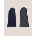 White Stuff Womens Leather Knitted Stitch Detail Gloves - S-M - Navy, Navy,Black