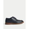 M&S Boys Leather Brogues (8 Small - 2 Large) - 1 LSTD - Navy, Navy,Tan