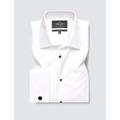 Hawes & Curtis Mens Classic Fit Easy Iron Pure Cotton Textured Dinner Shirt - 1634 - White, White