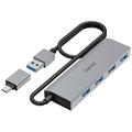 Hama 4 ports USB 3.2 1st Gen (USB 3.0) hub + USB C connector Grey