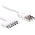 Akyga USB cable USB-A plug, Apple 30-pin plug 1.00 m White AK-USB-08