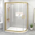 Venice 1000 x 800mm Brushed Brass Offset Quadrant Shower Enclosure 6mm Glass - Reversible