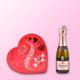 Lindt Milk Chocolate Truffles Heart Box 200G & Lanson Rose 20Cl Gift Set Alcohol