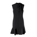 Valentino Black Tie Neck Ruffle Hem Wool Blend Minidress Size S