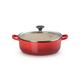 Le Creuset Cerise Cast Iron 24cm Shallow Casserole With Glass Lid 3.1L