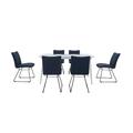 Ace Large Extending Dining Table and 6 Chairs - White/Blue