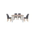 Furnitureland - Hamilton Rectangular Extending Dining Table and 4 Fabric Chairs