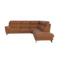 Contempo Right Hand Facing Chaise End NC Leather Sofa - Pecan Brown