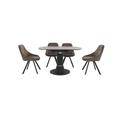 Enterprise Round Extending Dining Table and 4 Quilted Swivel Chairs Set