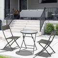 Outsunny Rattan Wicker Bistro Table And Chair Set, Grey - 3 Piece