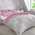 Vintage Birds Duvet Cover Double Set - Pink White