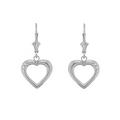 0.01ct 3-Stone Open Heart Drop Earrings in Sterling Silver