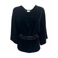 P.a.r.o.s.h., Blouses & Shirts, female, Black, M, Black Velvet Shirt with Jewel Belt