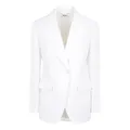 Chloé, Jackets, female, White, S, White Linen and Cotton Jacket with Classic Lapel and Handcrafted Ceramic Button
