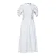 Alexander McQueen, Dresses, female, White, M, White Cotton Dress with Mandarin Collar and Pleated Skirt