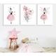 Set of 3 Paintings for Children's Room Girl Pink Baby Posters Set Rabbit My Princess Love Poster Birthday Gifts Unframed L(40X50CM) No Frame c