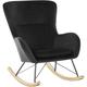 Glam Traditional Rocking Chair Velvet Fabric Wooden Rockers Black Ellan - Light Wood