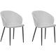 Retro Vintage Upholstered Fabric Polyester Dining Chair Set of 2 with Armrests Light Grey Mason - Grey