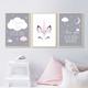 Set of 3 Paintings for Children's Room Girl Pink Baby Posters Set Rabbit My Princess Love Poster Birthday Gifts Unframed M(30X40CM) No Frame a