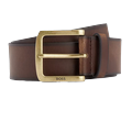 Hugo Boss Joy Leather Belt with Antique-Brass Logo Buckle for Men