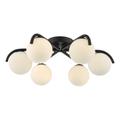 Dar Lighting Orlena 6 Light Semi Flush Ceiling Light In Matt Black Finish With Opal Glass Shades