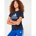 adidas Sportswear Womens Animal Print T-Shirt - Navy, Navy, Size L, Women