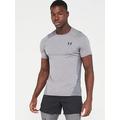 UNDER ARMOUR Men's Training Heat Gear Armour Fitted T-Shirt - Grey/Black, Grey, Size S, Men