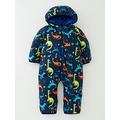 Columbia Infant Snuggly Bunny Dinosaur Print Bunting Insulated Snowsuit - Navy, Navy, Size 0-3 Months