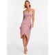 Quiz Pale Pink Twist Front Wrap Midi Dress, Light Pink, Size 16, Women