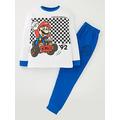 Boys, Super Mario Kart Long Sleeve Pyjamas - White, White, Size Age: 8-9 Years