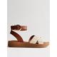 New Look Wide Fit Tan Raffia 2 Part Chunky Sandals, Tan, Size 6, Women