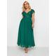 Yours Curve Lace Wrap Maxi Dress, Green, Size 30-32, Women