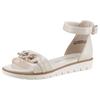 Riemchensandale MARCO TOZZI, Damen, Gr. 36, beige (creme), Lederimitat, modisch, Schuhe, Keilabsatz, Sommerschuh, Sandalette, mit Zierkette Ton in Ton