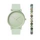 Sekonda Womens Palette Light Green Silicone Strap With Green Dial Analogue Watch With Matching Green Moss Agate Beaded Bracelet Gift Set