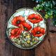 Poppy Garden Plaque, Stained Glass Effect Poppy Decoration, Remembrance Day Wreath Sign, Lest We Forget Tribute